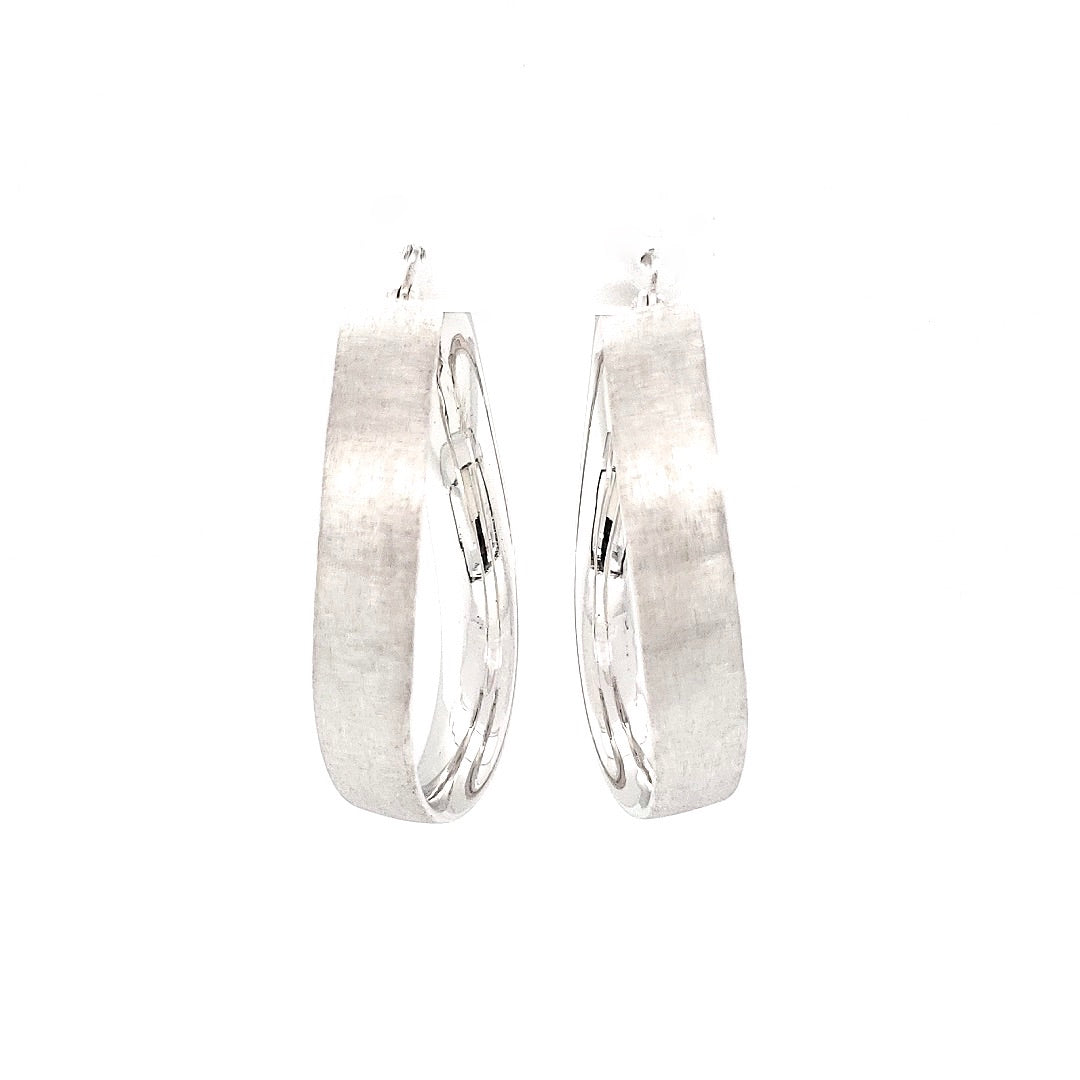 Arpaia® Rhodium-Plated Dual-Finish Sterling Silver Contoured Round Hoop Earrings