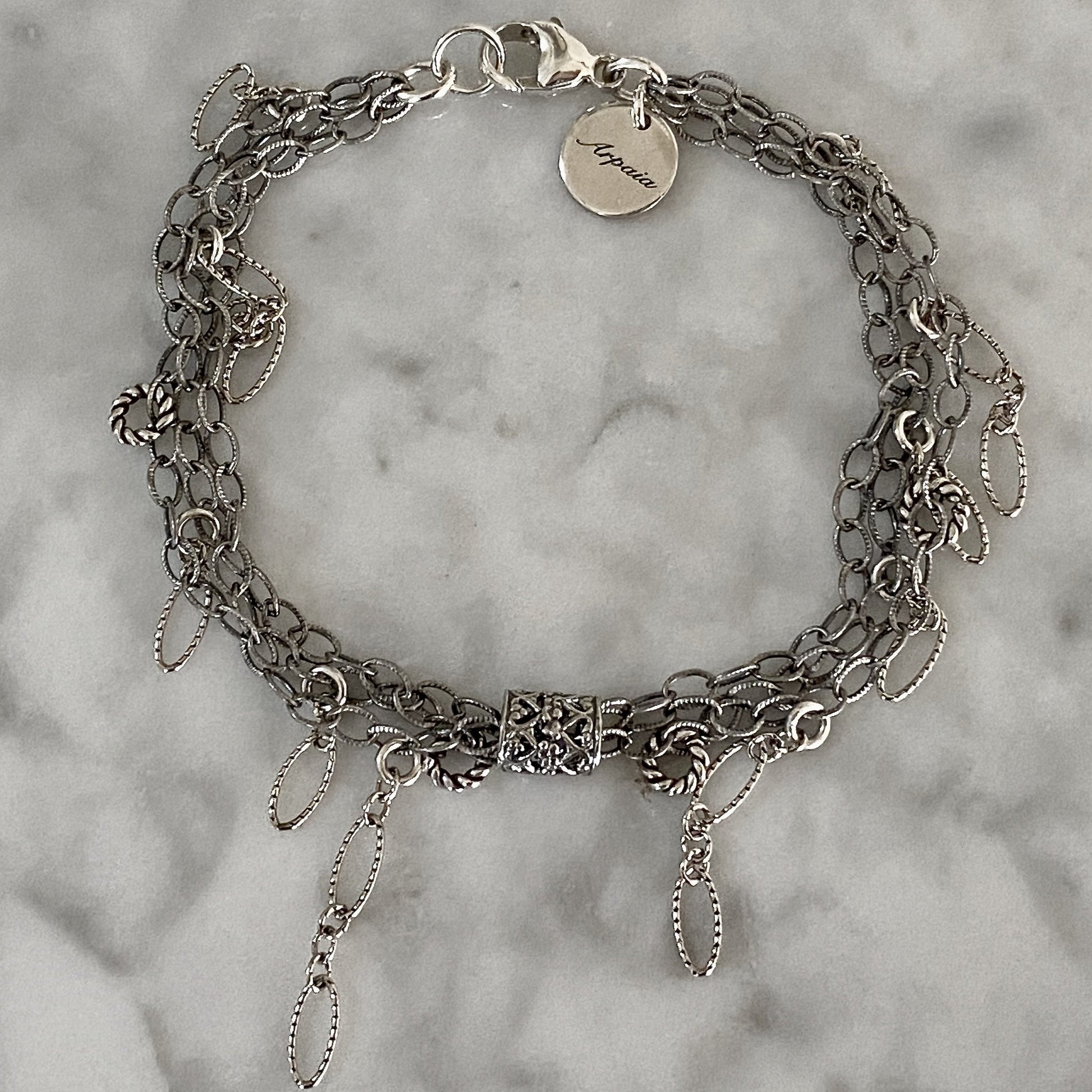 Arpaia 7" antiqued silver fringe bracelet