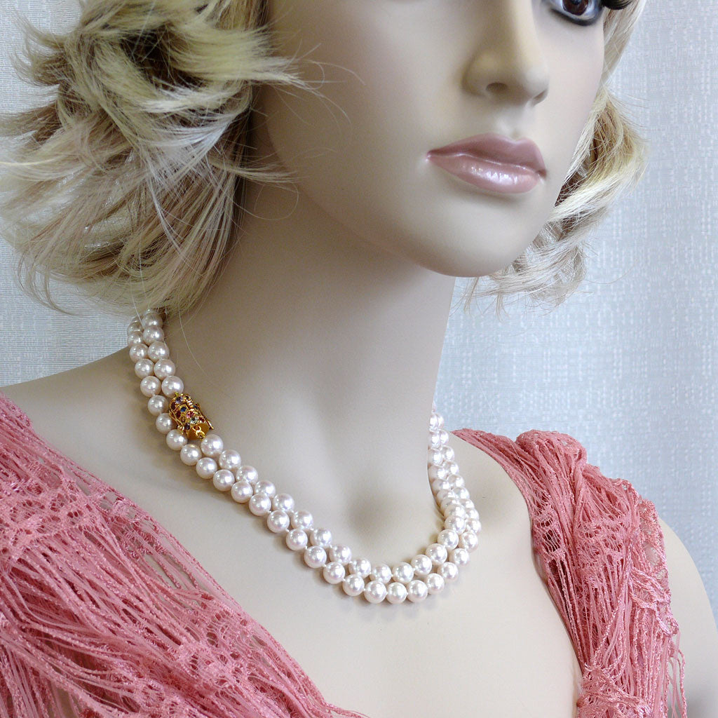 "Beyond" White Round Cultured Akoya Pearl Necklace by Arpaia Jewelry