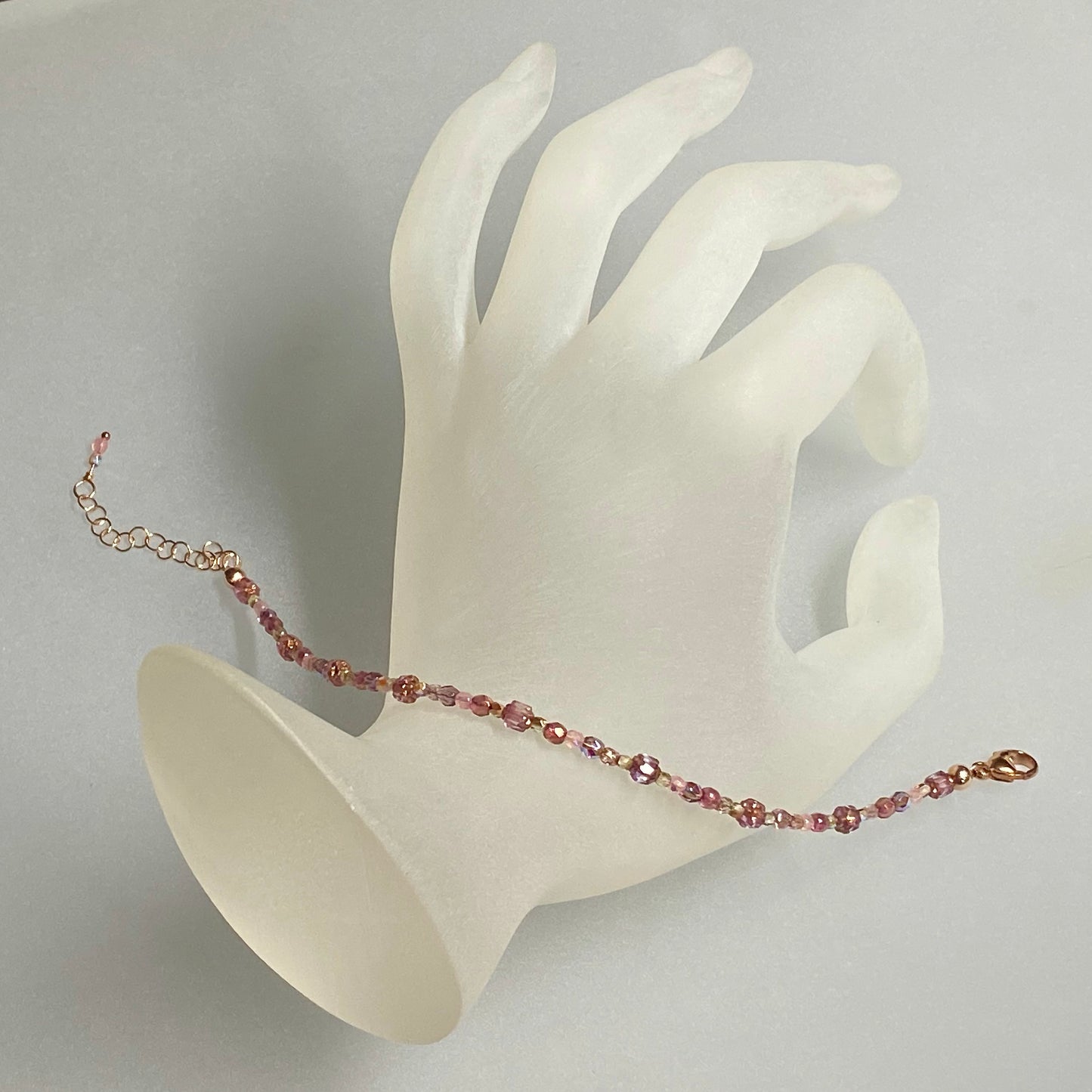 Arpaia Burnished Rose Adjustable Strung Glass Bracelet