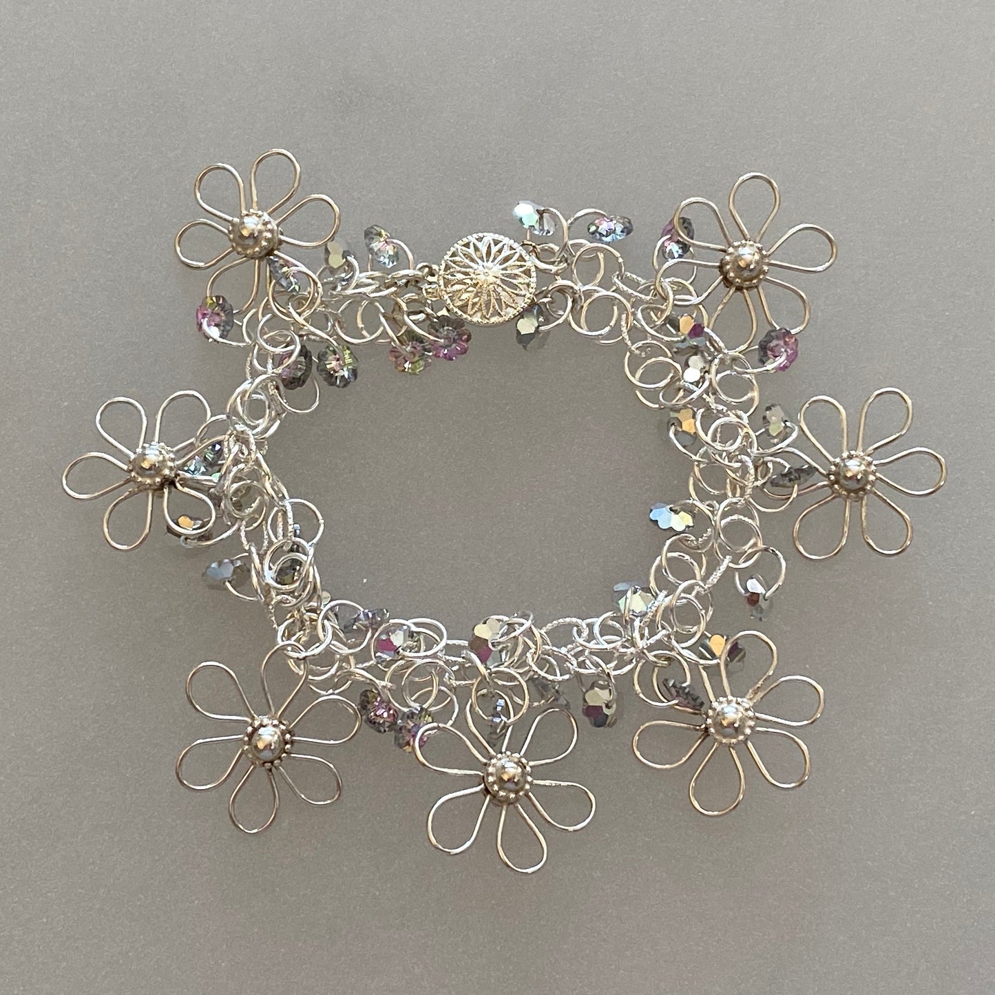 Arpaia Jewelry Silver & Swarovski Crystal Flora Chant Bracelet