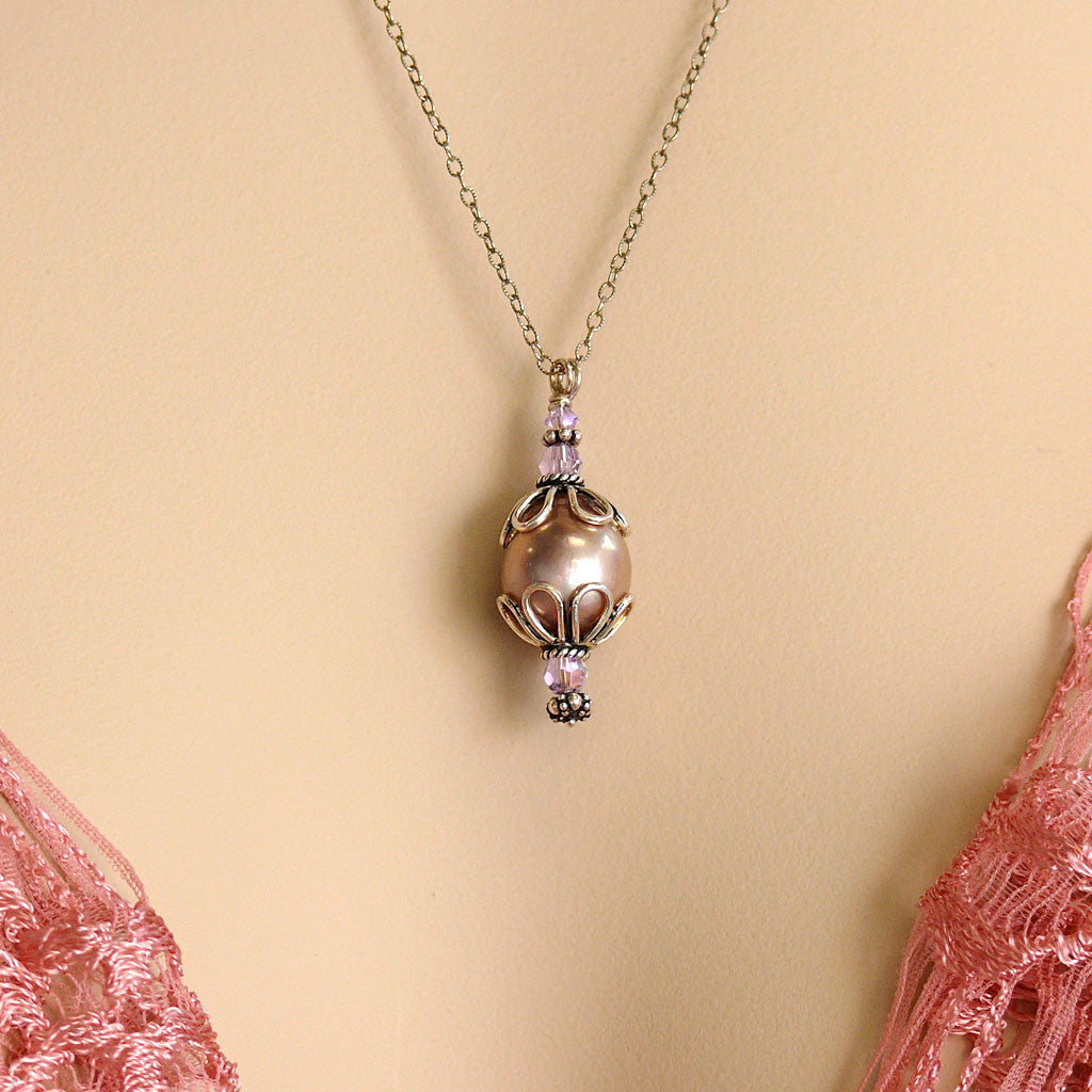 Lavender Plump Pear Pearl Necklace