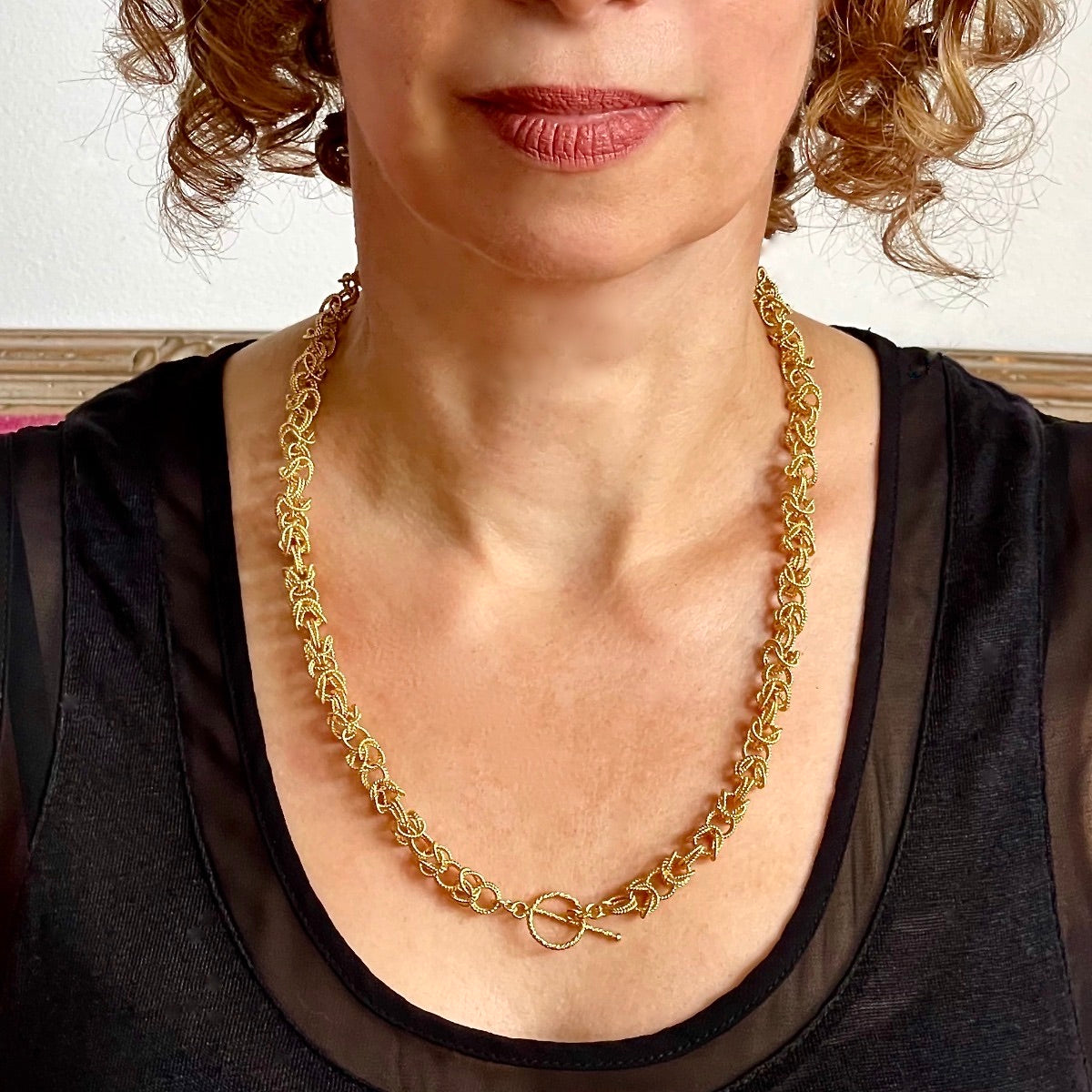 Handcrafted 24K Gold Vermeil 8.5mm Byzantine Necklace by Arpaia Lang