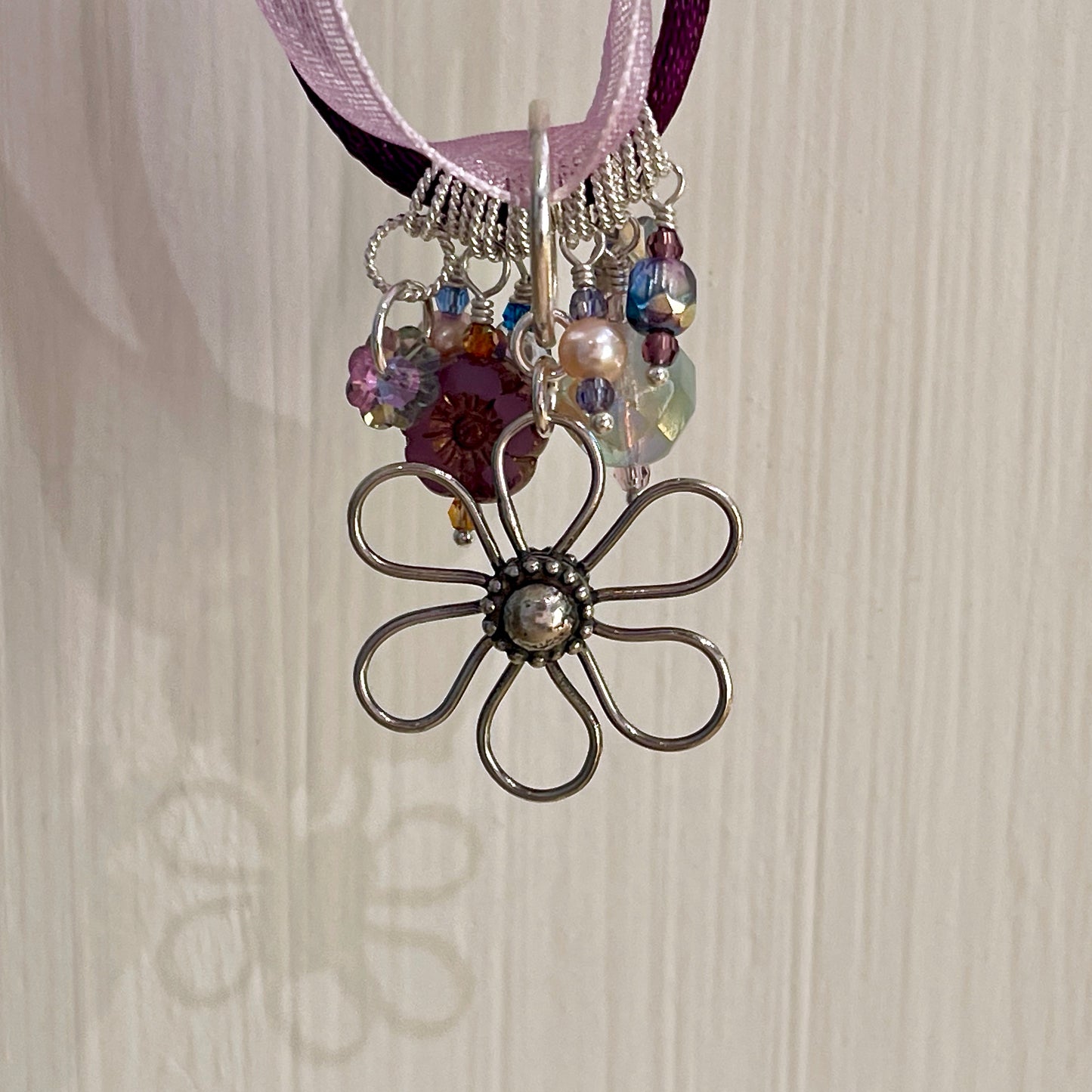 Ribbon Flower Trinket Necklace