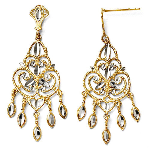 Leslie's Bi-Color 14K Diamond Cut Chandelier Earrings / Arpaia