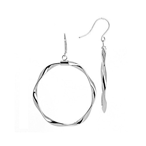 Leslie's Curved Twist Big 14kt White Gold Dangle Hoop Earrings