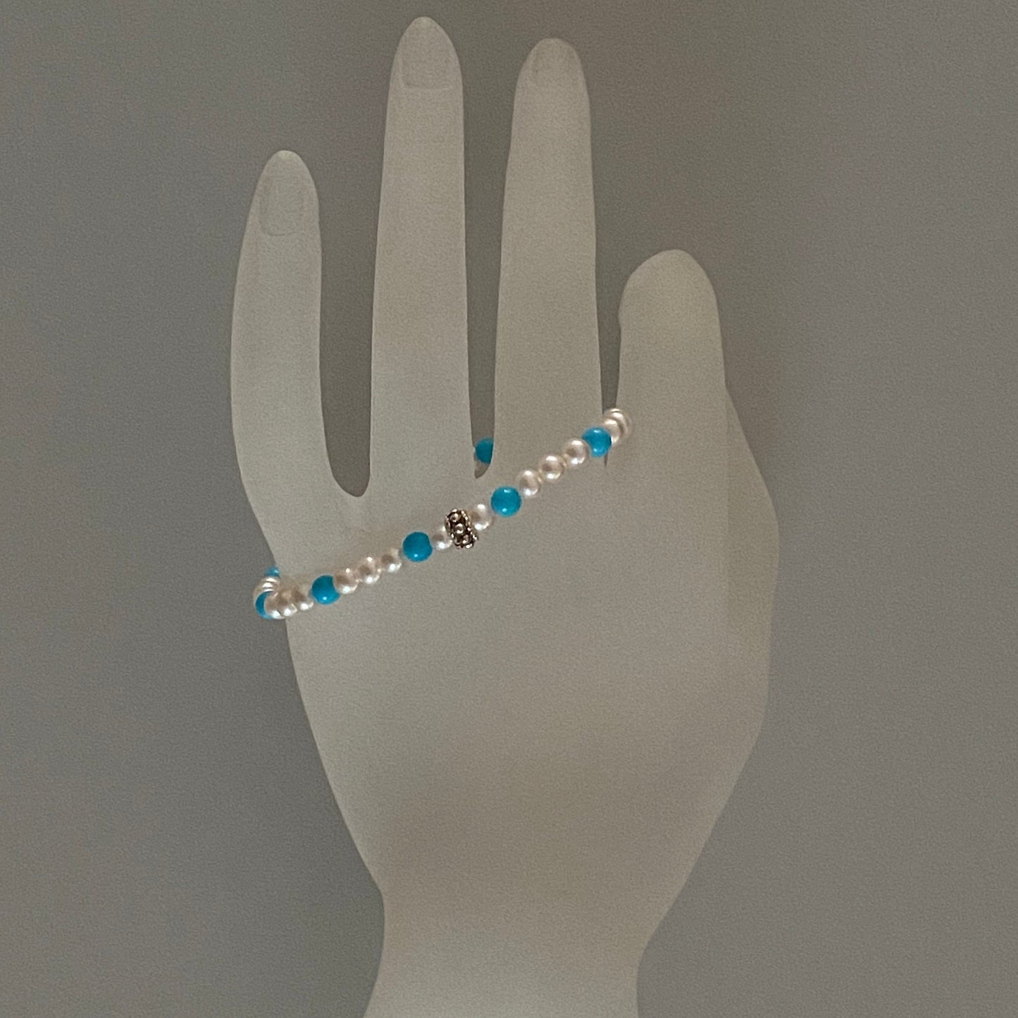 Arpaia sleeping beauty turquoise & soft white baby CFWP 6.75" stretch bracelet