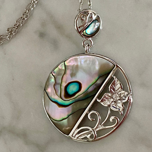 Abalone & Silver Flower Pendant / Arpaia Jewelry