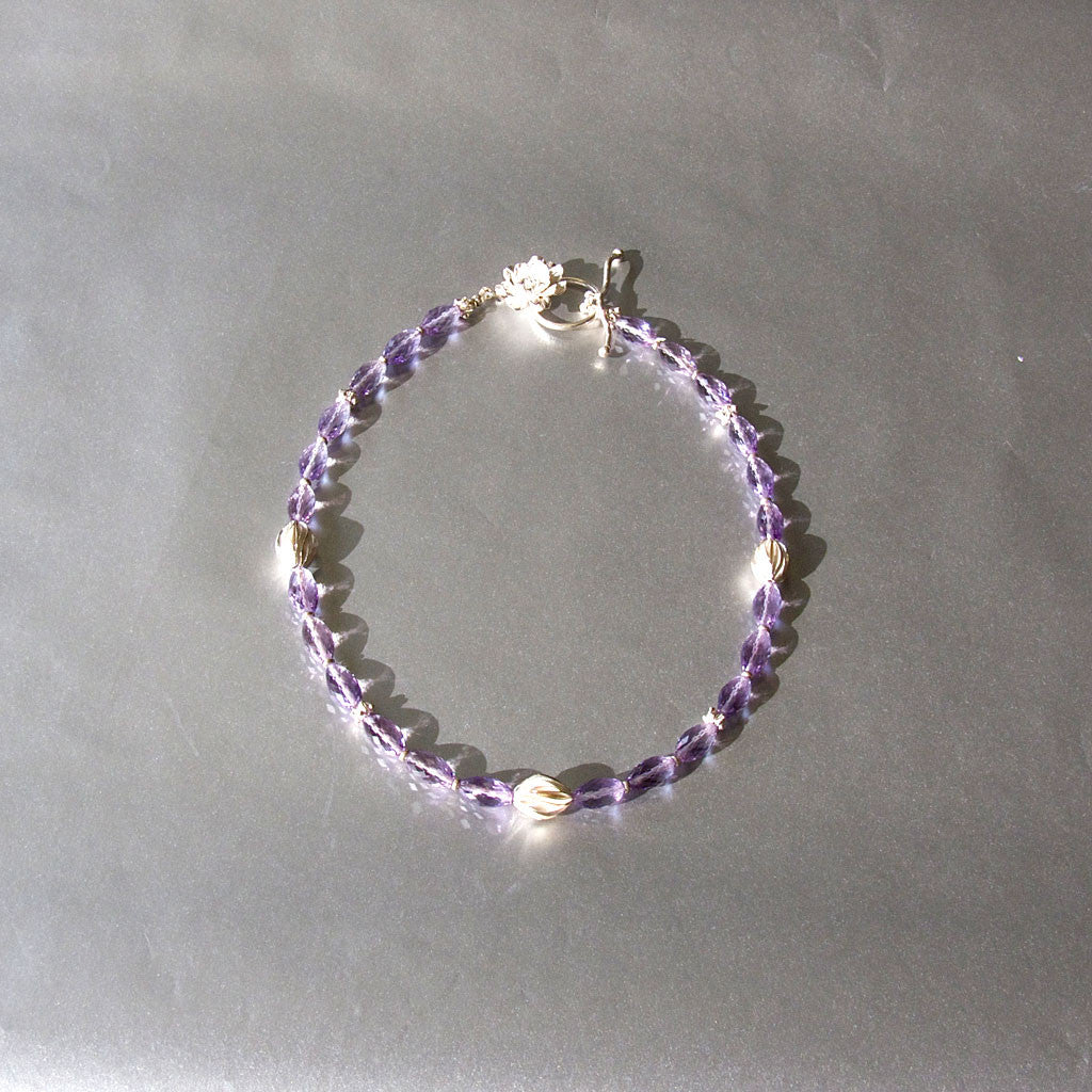 Amethyst Fine Silver Flower Necklace / Arpaia Jewelry