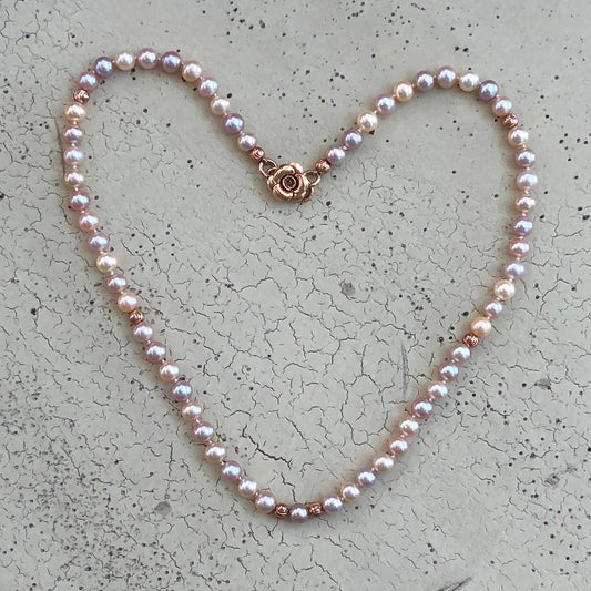 Arpaia petal plush pearl natural color 20" necklace rose vermeil