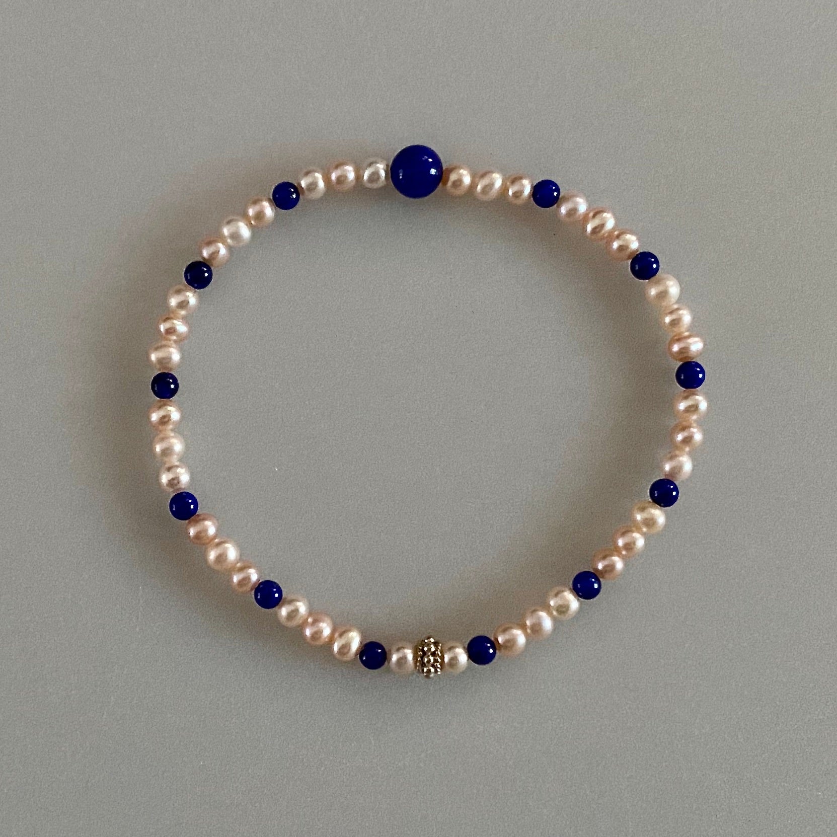Arpaia natural lapis & blush pink cultured pearl stretch bracelet
