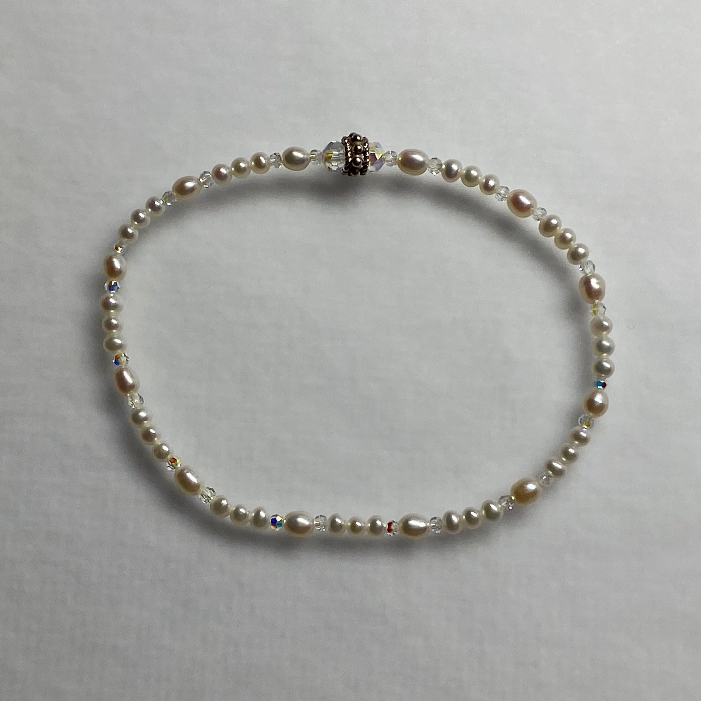 Arpaia Jewelry 7" stretch bracelet with baby pearls & crystal