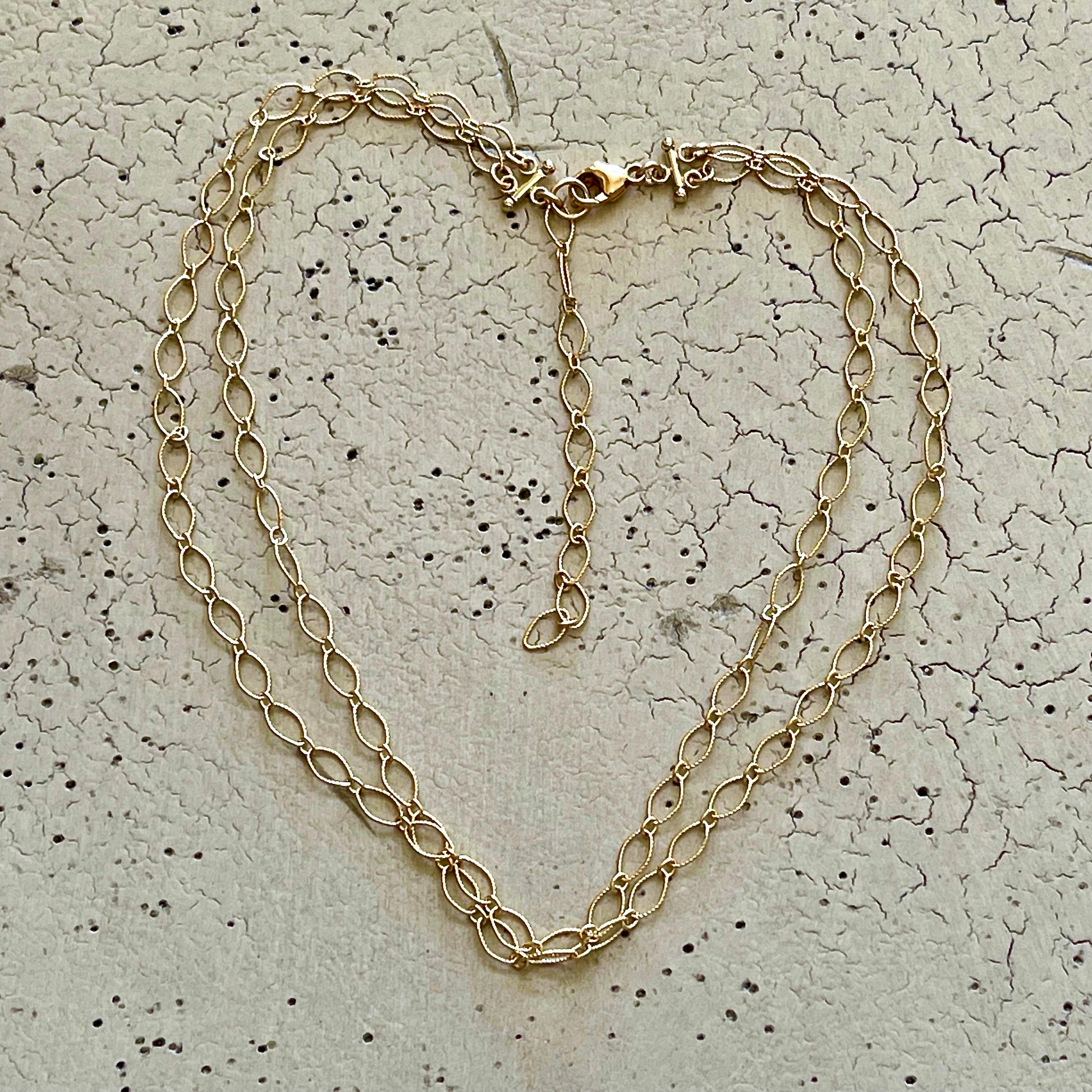 Full Layout of 14K GF Double Strand Marquise Link Chain Choker/Necklace / Arpaia