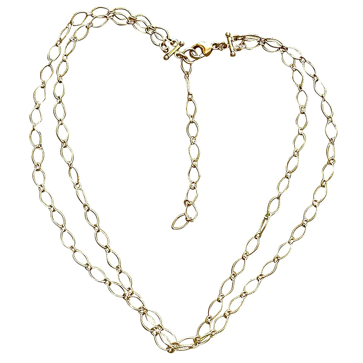 Double Strand Marquise Link Chain Choker Necklace in 14K Yellow Gold Filled / Arpaia