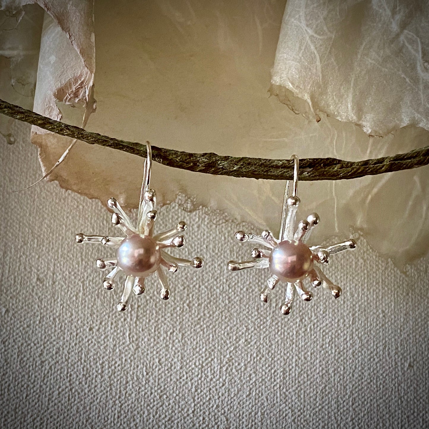 Flower Pop Cultured Pearl Silver Earrings by Arpaia Lang