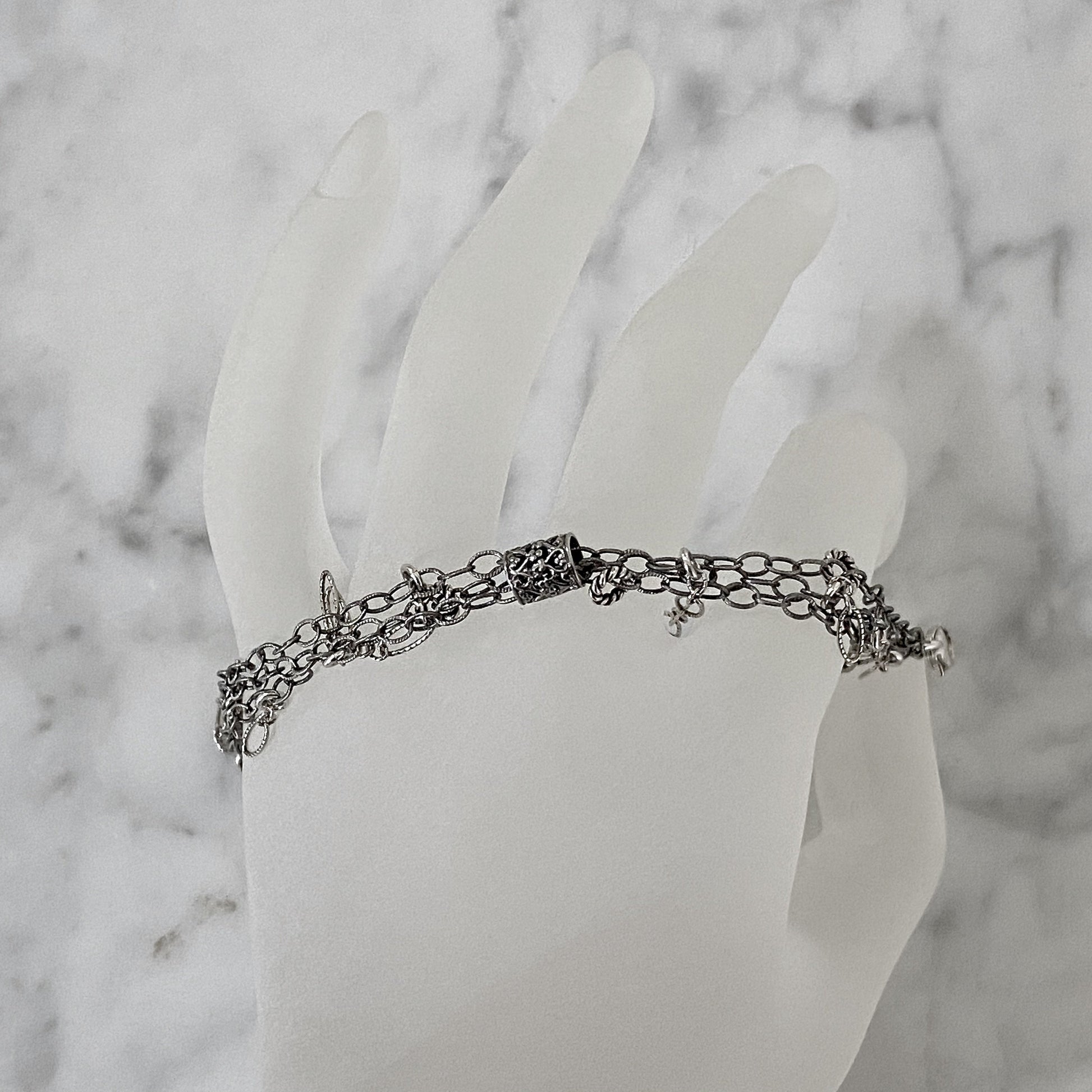 7" askew fringe antiqued silver bracelet by Arpaia