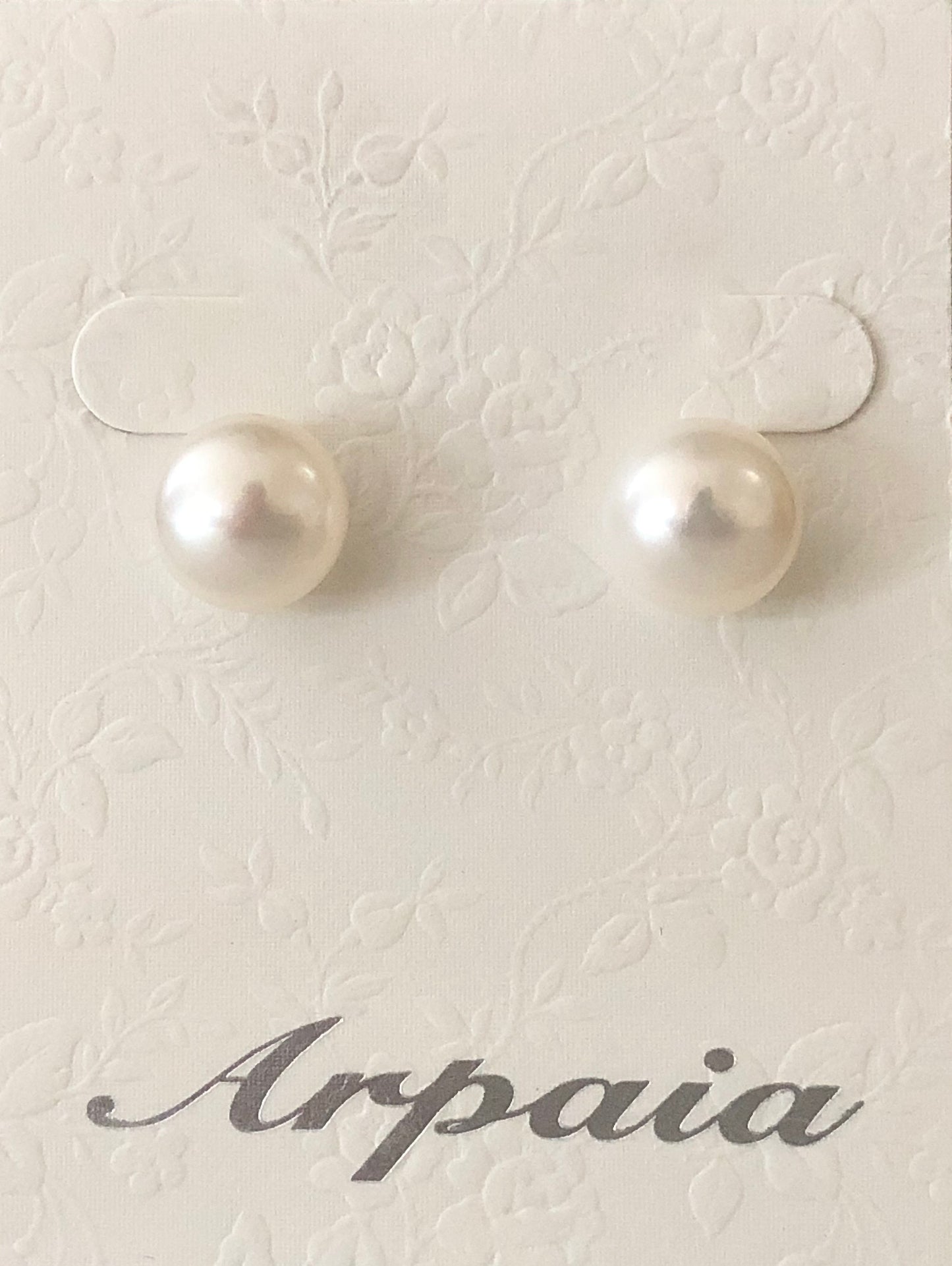 Arpaia white 11-11.5mm button CFWP sterling post earrings