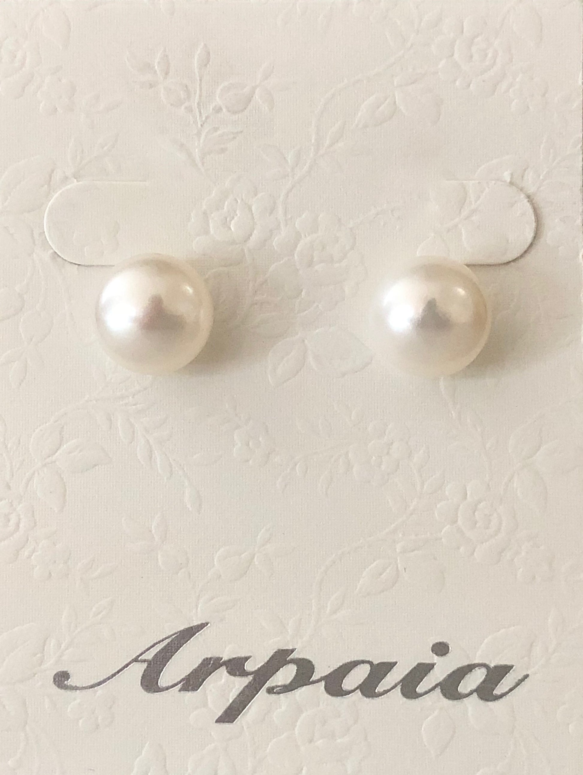Arpaia white 11-11.5mm button CFWP sterling post earrings