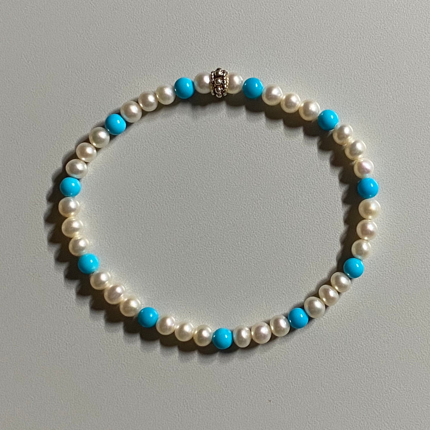 Arpaia sleeping beauty turquoise & soft white baby CFWP stretch bracelet