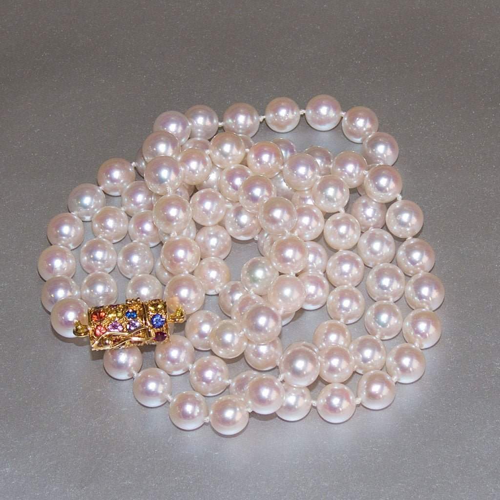 "Beyond" White Round Cultured Akoya Pearl Necklace by Arpaia Jewelry