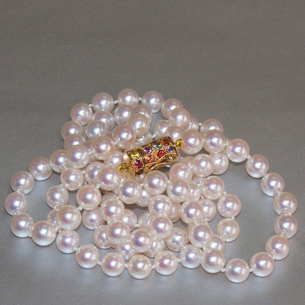"Beyond" White Round Cultured Akoya Pearl Necklace by Arpaia Jewelry