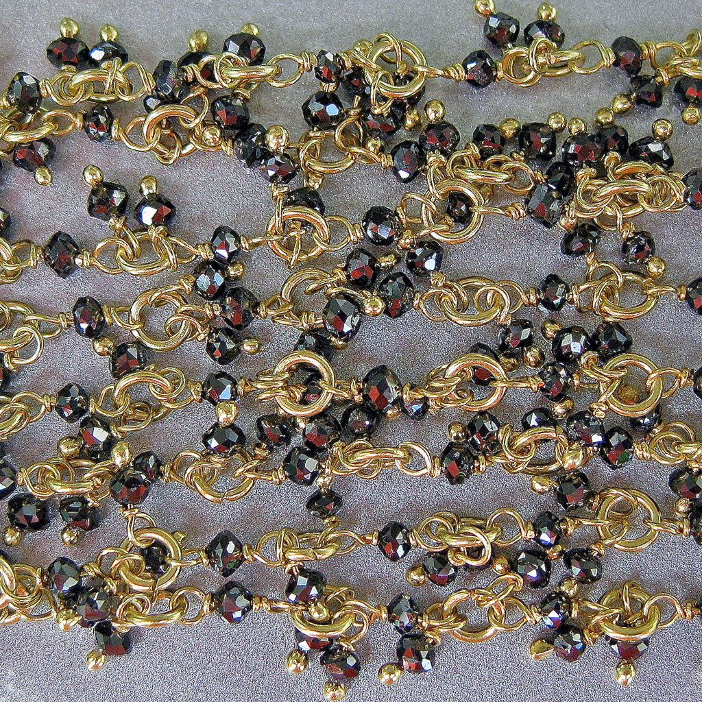 Handcrafted 54" 22K Yellow Gold Fancy Black Diamond Confetti Necklace