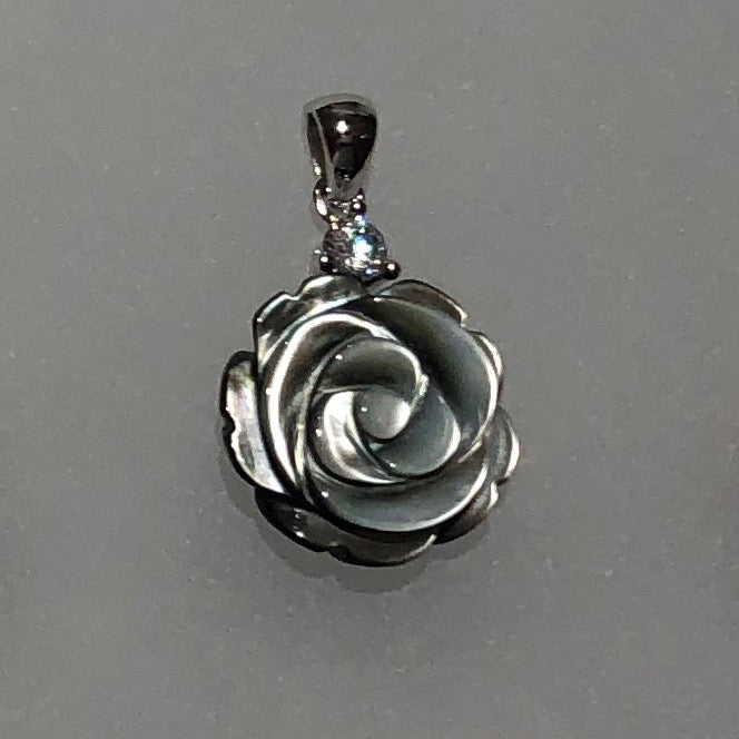 Black mother or pearl rose pendant / Arpaia Jewelry