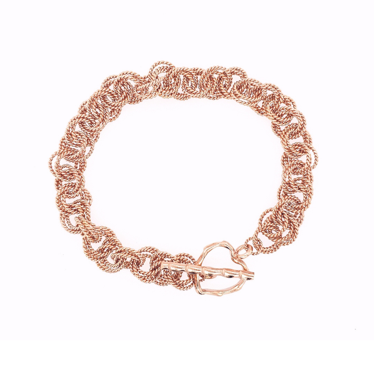 Arpaia Lang Rose Gold Vermeil Bracelet with Heart Clasp - Main image with white background using light box
