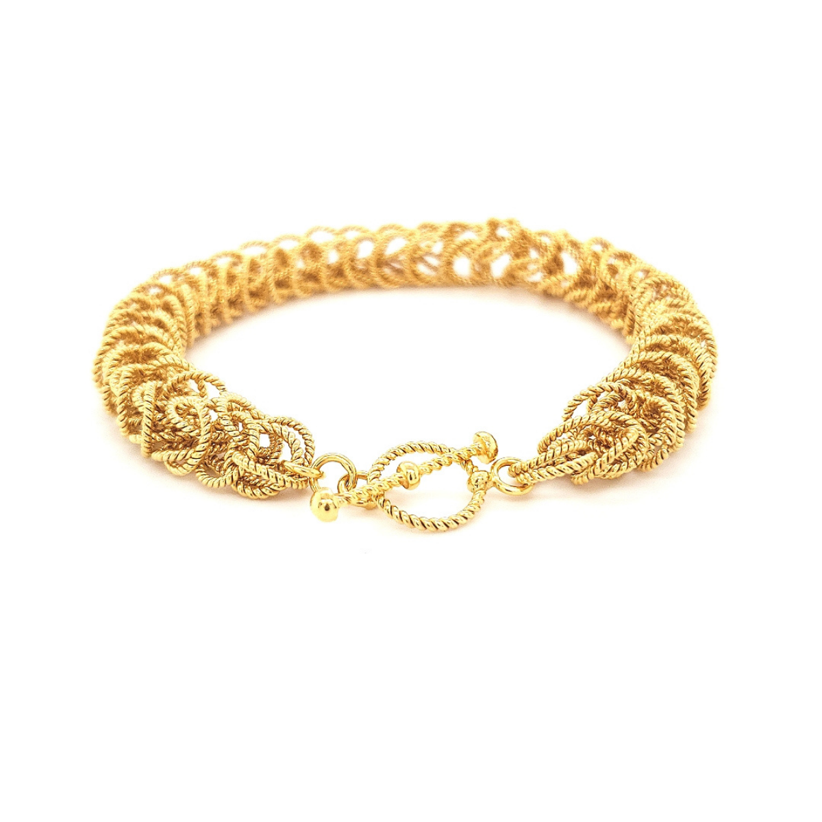 24K 8mm Bellezza Bracelet on white background  /Arpaia Lang