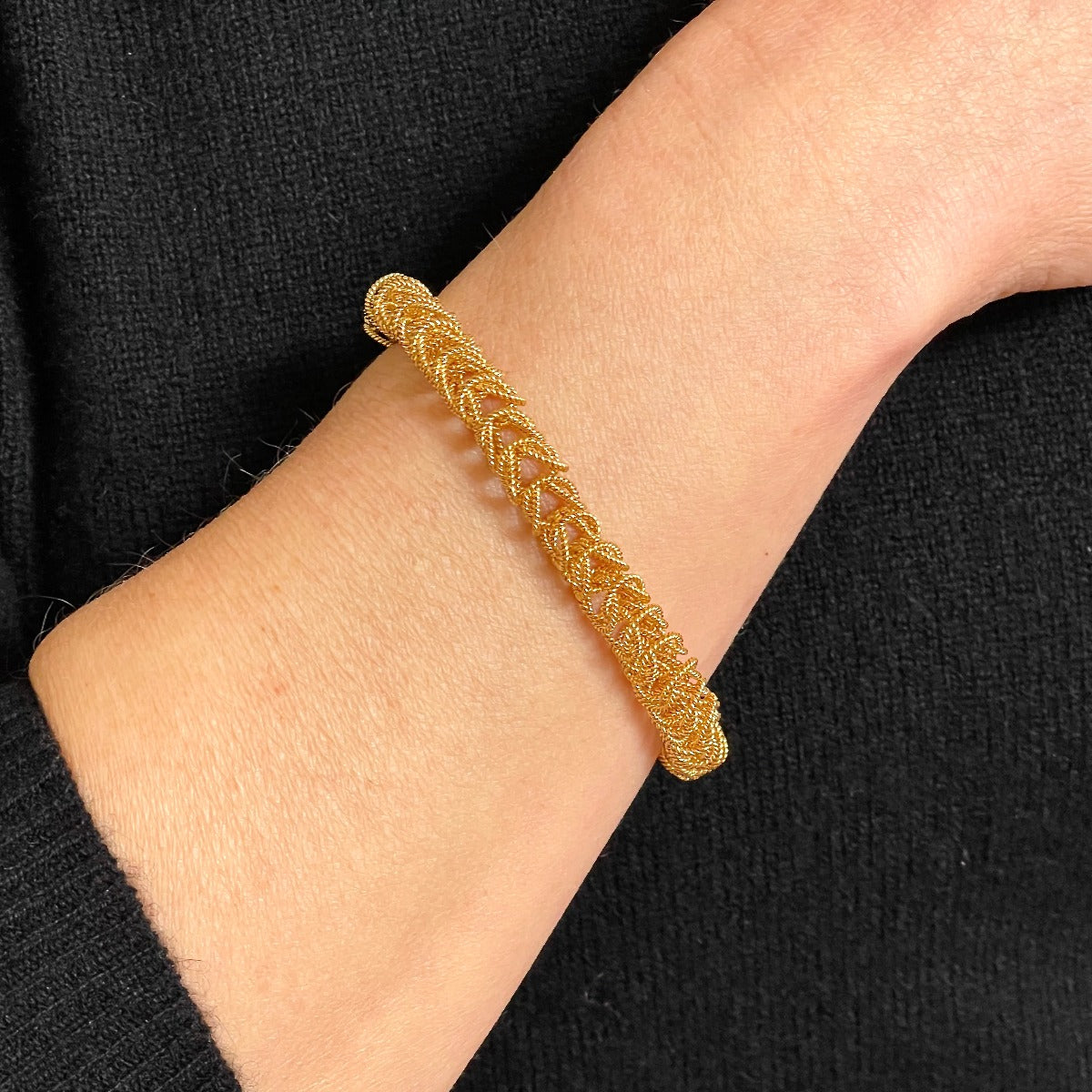 24K Gold 8mm Bellezza Bracelet on model / Arpaia Lang