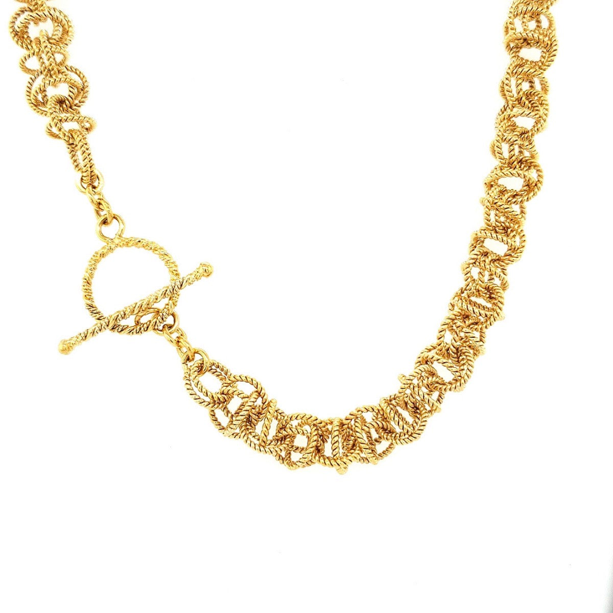 19.5" Gold Vermeil 10mm Saturn Necklace / Closeup Clasp & Chain white background / Arpaia Lang