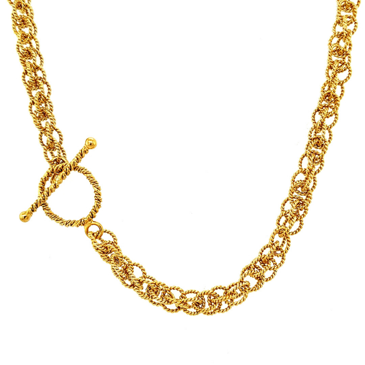 24K Vermeil 6mm Spinner Necklace clasp & chain white background / Arpaia Lang