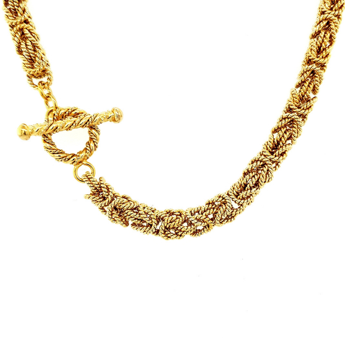 Champagne Vermeil Byzantine Classic Collection Choker - closeup clasp white background / Arpaia Lang