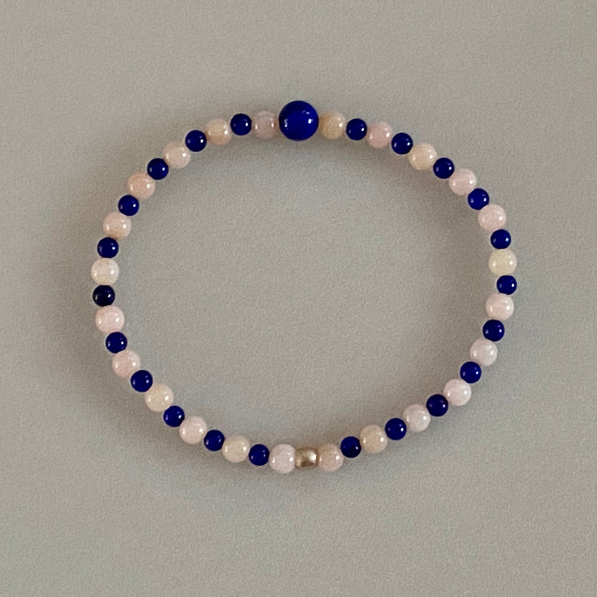 Arpaia pink Peruvian opal & lapis lazuli stretch bracelet