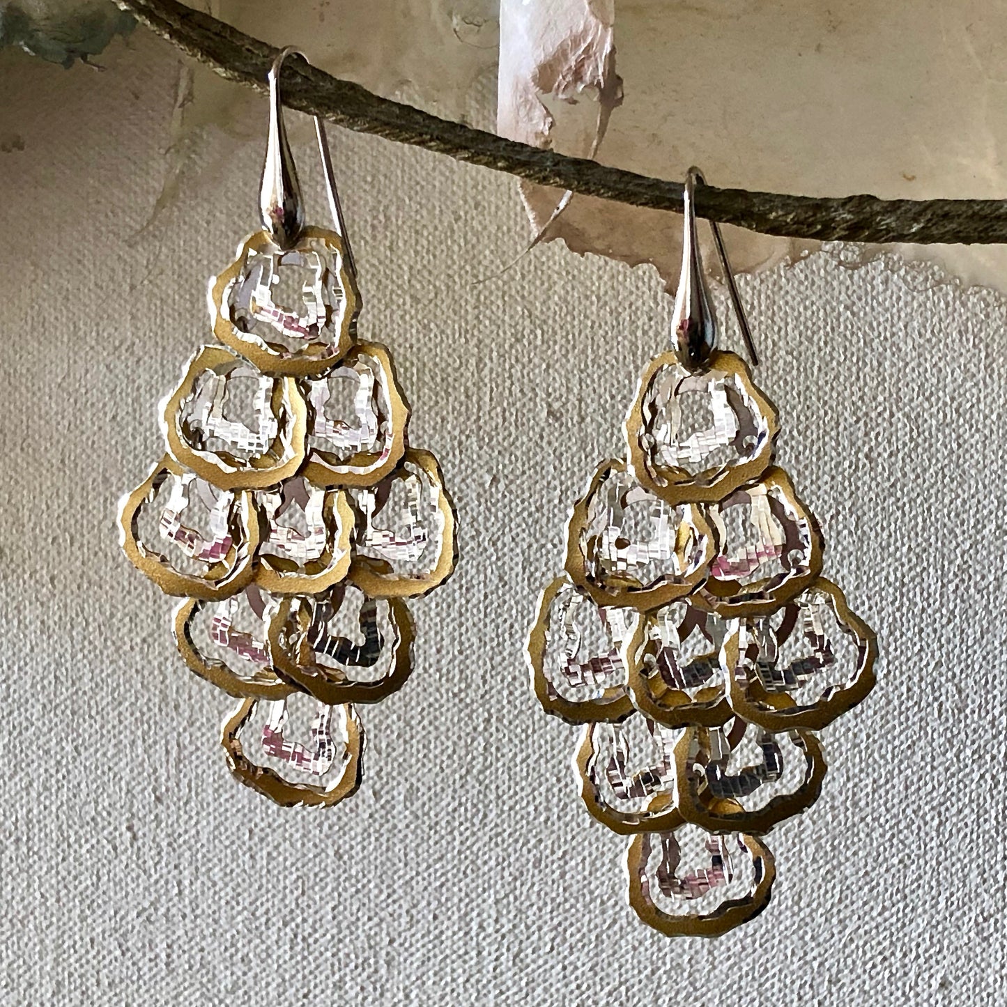laser-cut leopard print silver earrings / Arpaia Jewelry