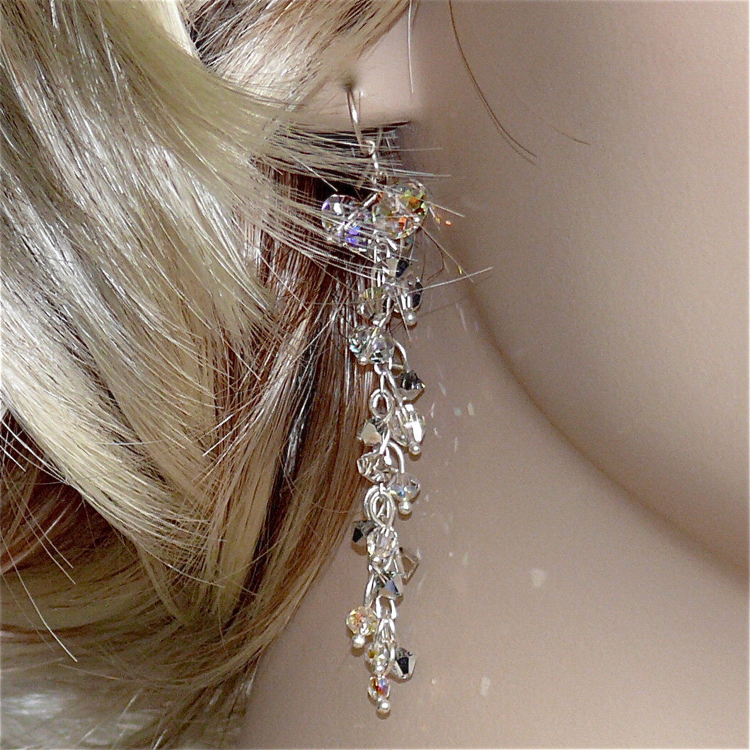 "Silver Lights" Trickle Crystal Earrings by Arpaia Lang