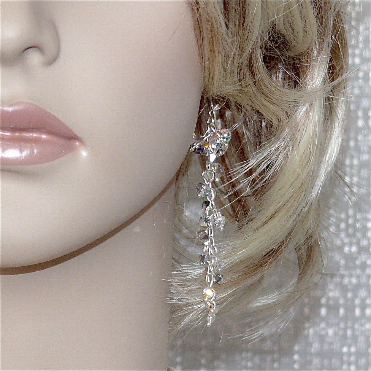 "Silver Lights" Trickle Crystal Earrings by Arpaia Lang