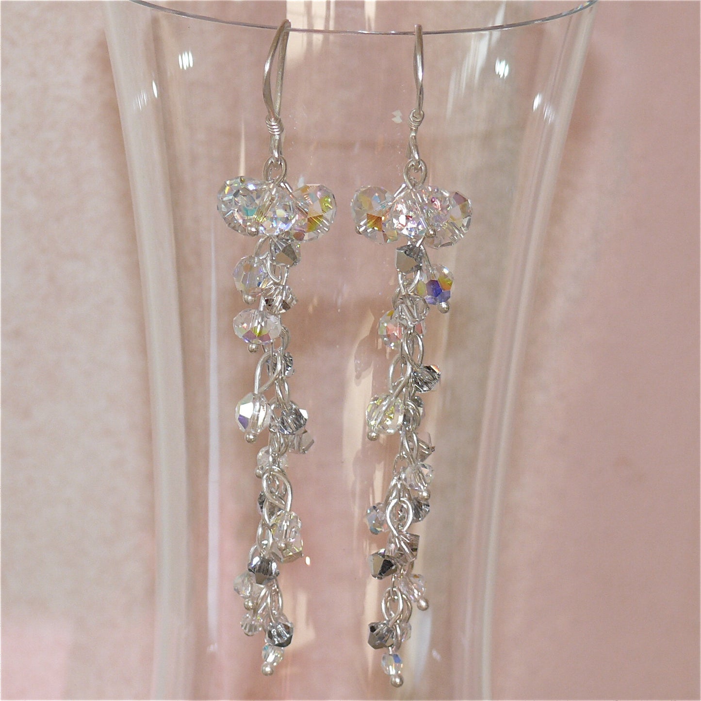 "Silver Lights" Trickle Crystal Earrings by Arpaia Lang