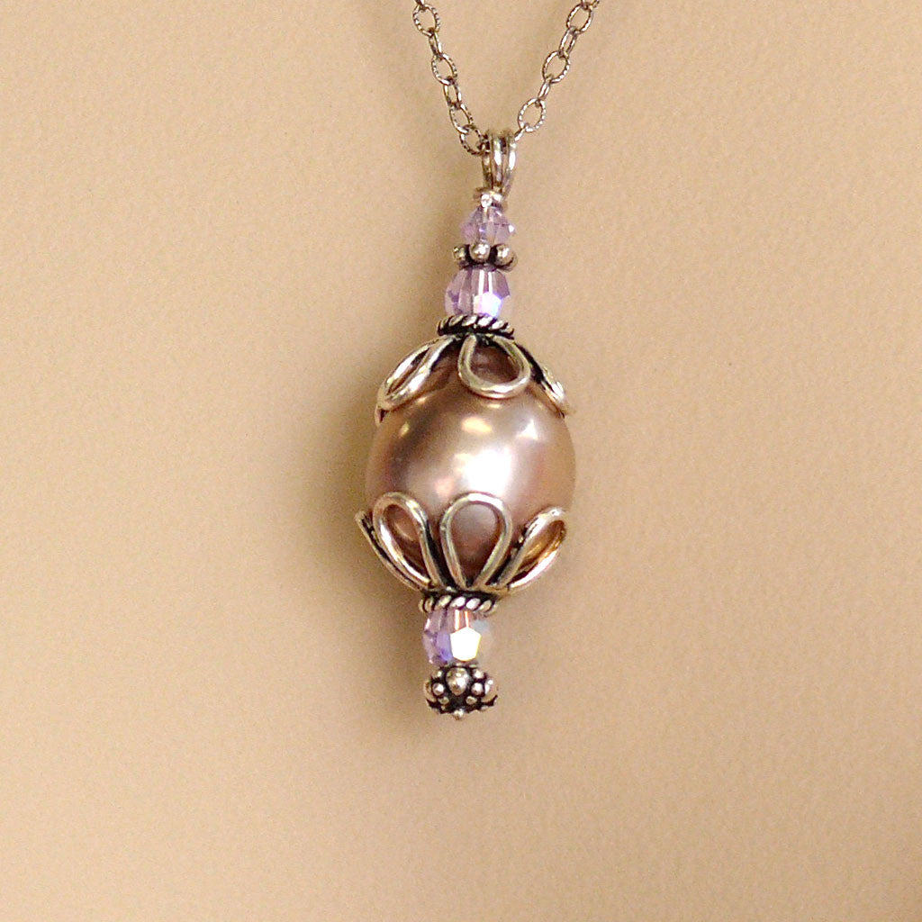 Lavender Plump Pear Pearl Necklace