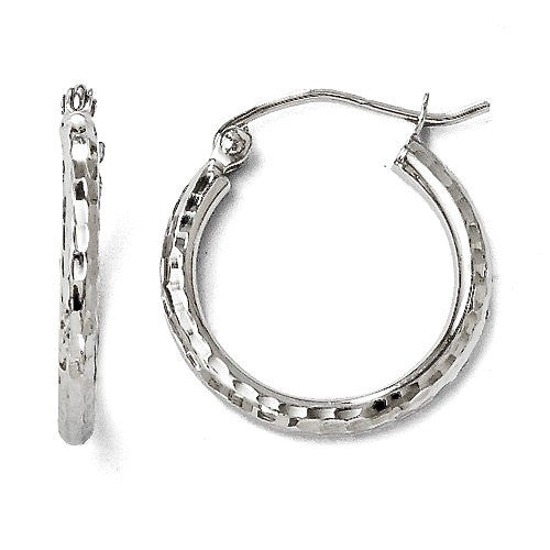 Leslie's 14K White Gold 17mm Diamond-Cut Hoops / Arpaia