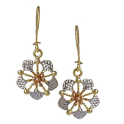 Leslie's Tri-Color Diamond-Cut Floral Dangle Earrings / Arpaia