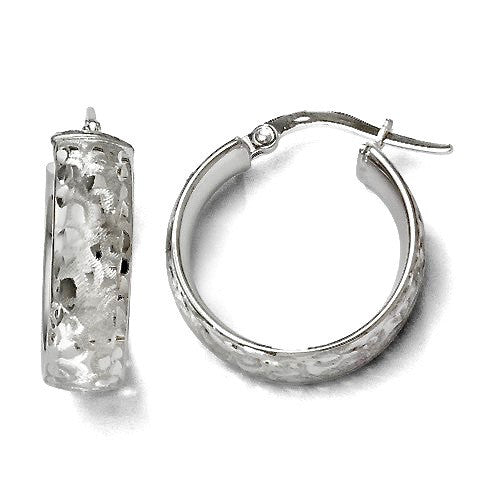 Leslie's 14K White Gold Brushed Hinged Hoops / Arpaia