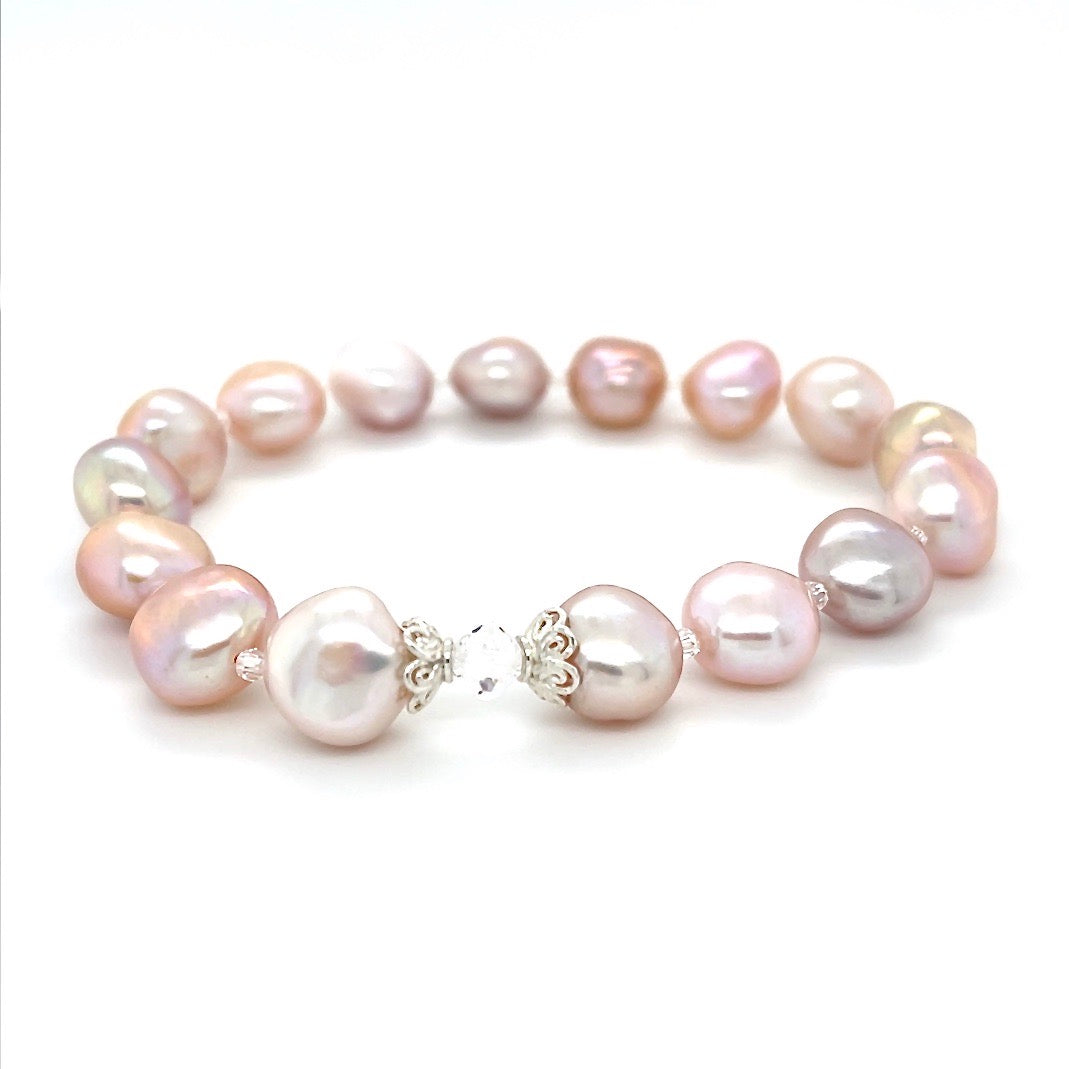Nugget pearl bracelet on white background