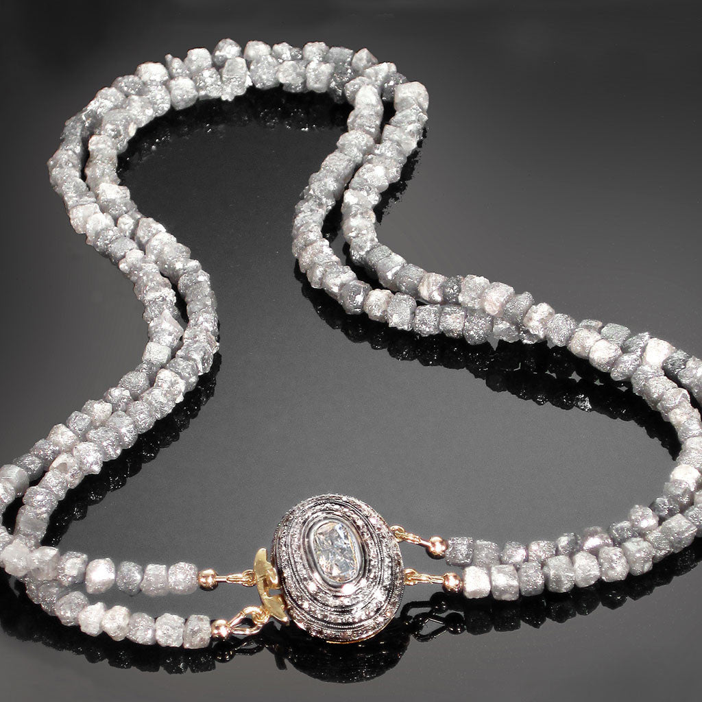 "Rain" Fancy Gray Rough Diamond Necklace / Arpaia