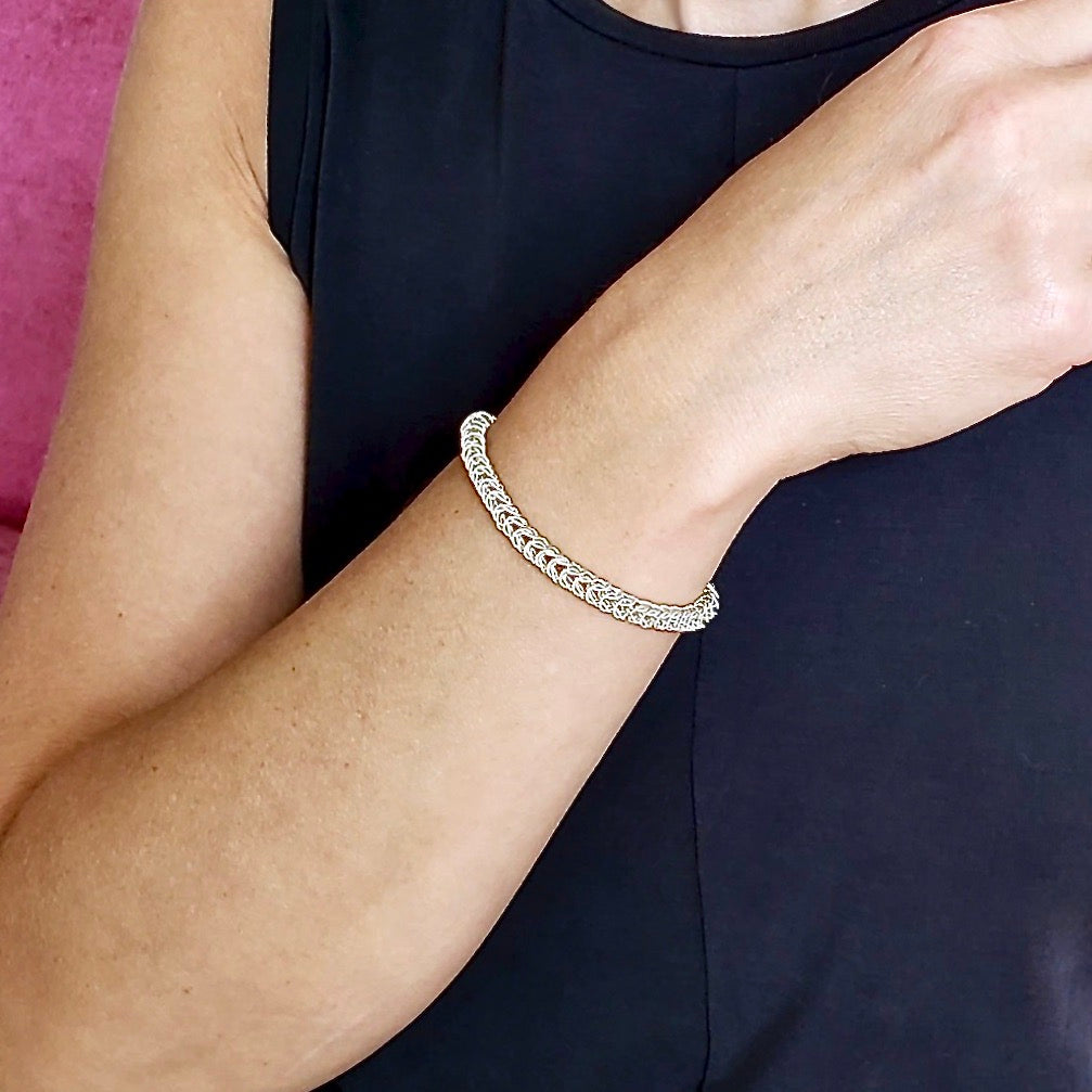 Arpaia Silver Bellezza Bracelet on model - inside natural light